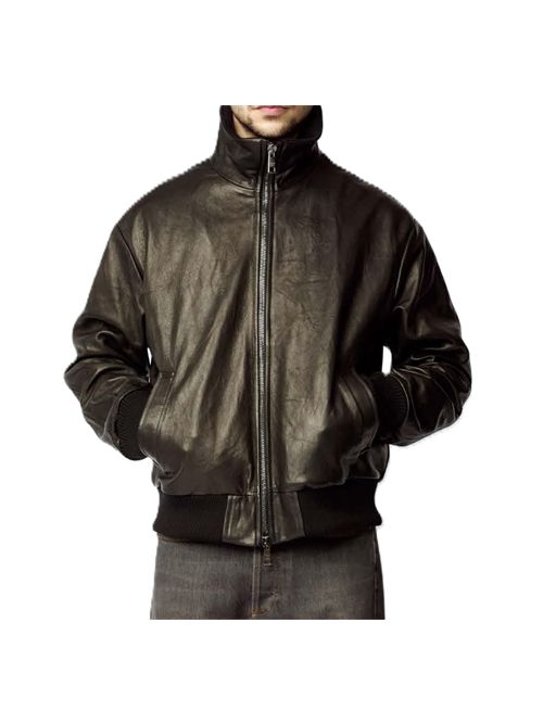 Bomber over collo alto su agnello vegetale liss Giorgio Brato | GU27F01006VLNERO